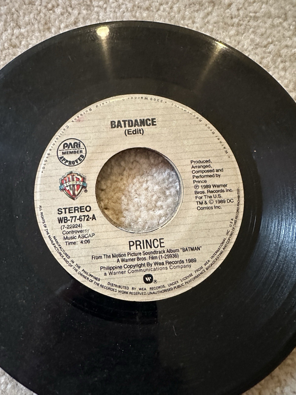 Prince And The Revolution 45 rpm Philippines 7" Batdance