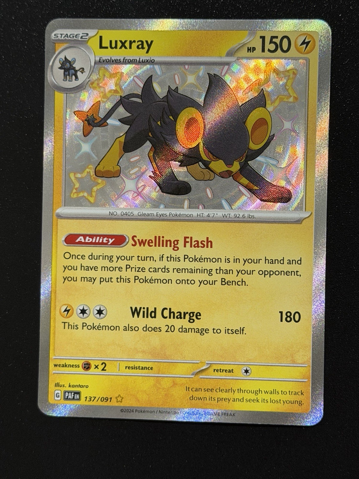 Shiny Luxray 137/091 Paldean Fates Holo Secret Rare Shiny Vault Pokémon Card