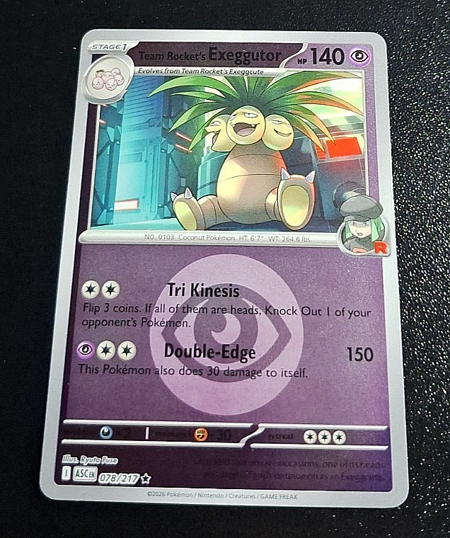 POKEMON ME: ASCENDED HEROES REVERSE HOLO #078/217 TEAM ROCKET'S EXEGGUTOR QUASI NUOVO!!