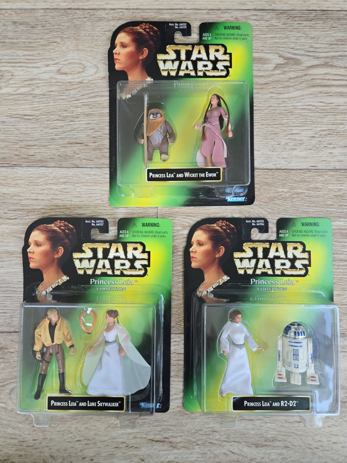 1997 Star Wars POTF Lotto di 3 Princess Leia Collezione R2-D2 WICKET the EWOK LUKE