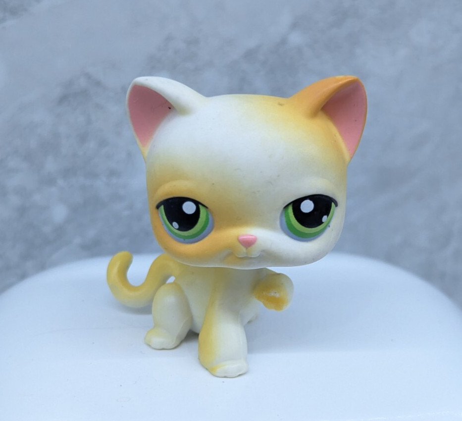 Littlest Pet Shop LPS #73 arancione giallo gattino a pelo corto gatto occhi verdi