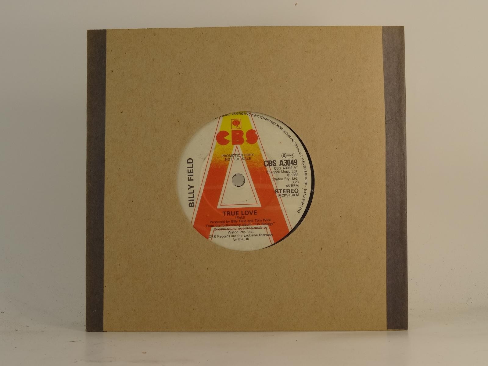 BILLY FIELD TRUE LOVE (78) 2 Track 7" Single plus Plain Paper Sleeve CBS