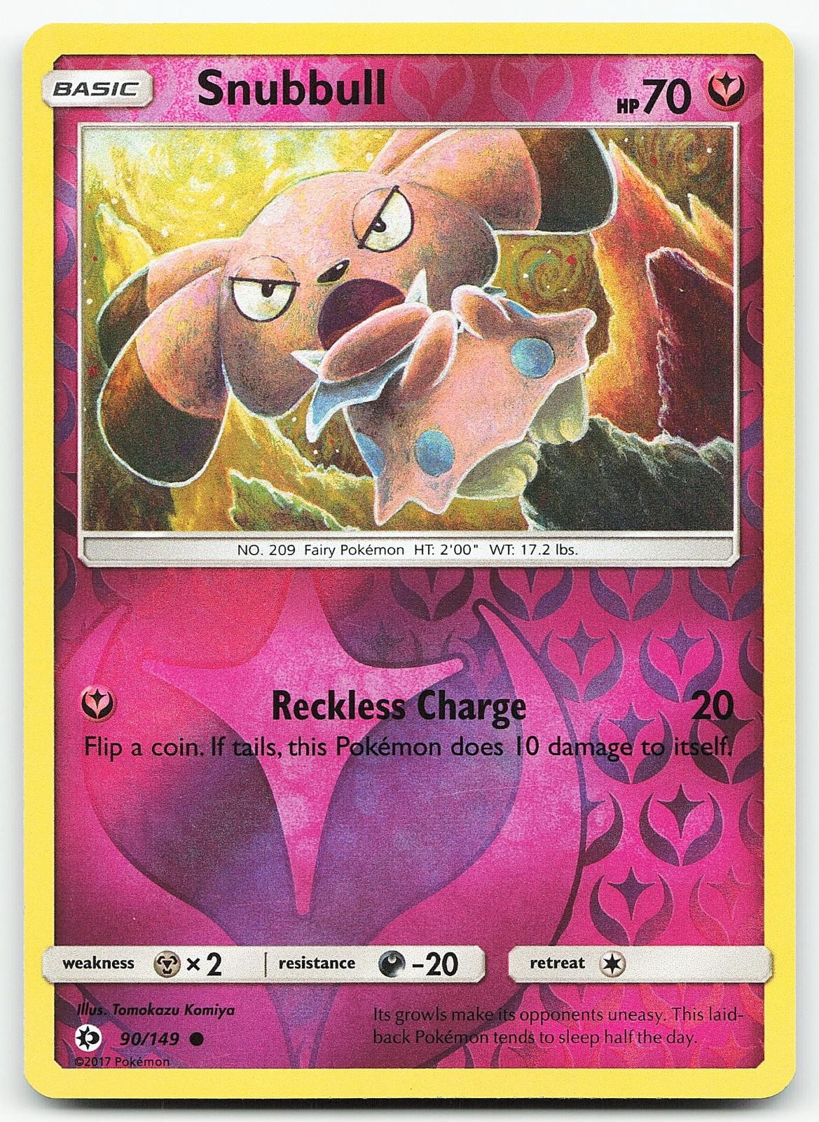 Pokemon Snubbull 90/149 SM Set Base Comune Reverse Holo quasi nuovo