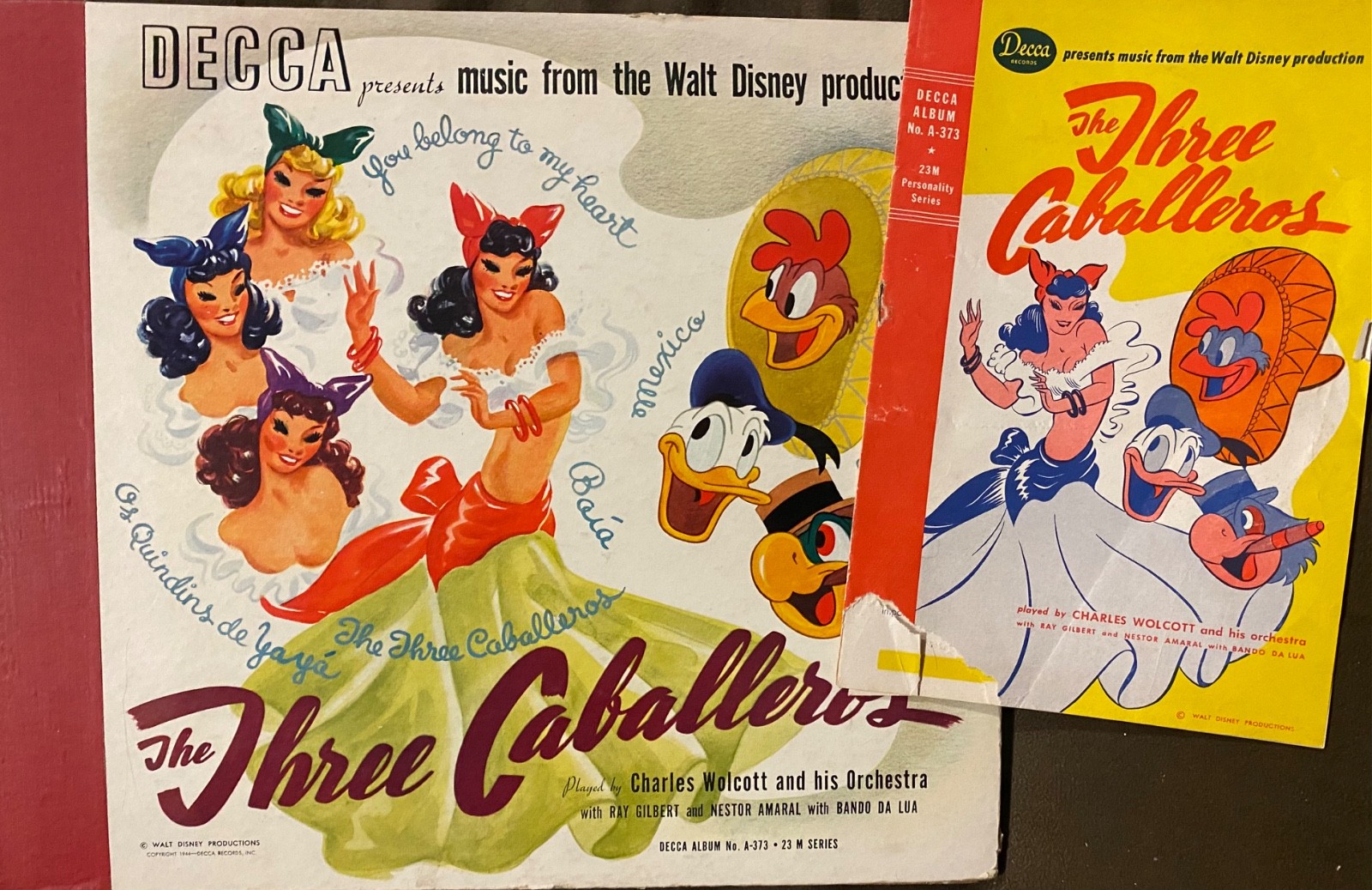 Disney's THE THREE CABALLEROS - 1944 Decca 3-disc 78rpm Album w/ Booklet -TOP EX