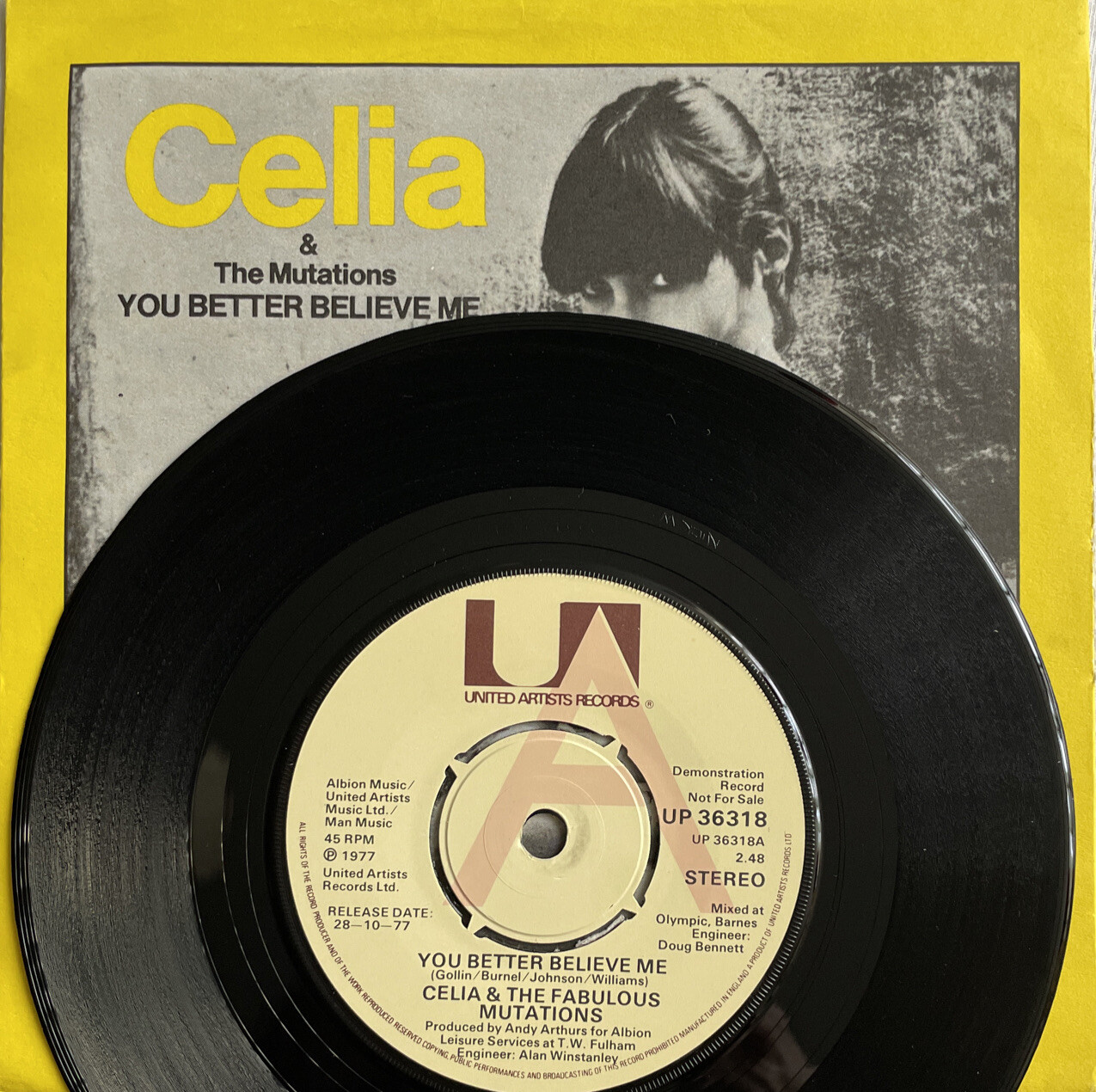 THE STRANGLERS/CELIA AND THE MUTATIONS -You Better Believe Me- Orig UK  7” Promo