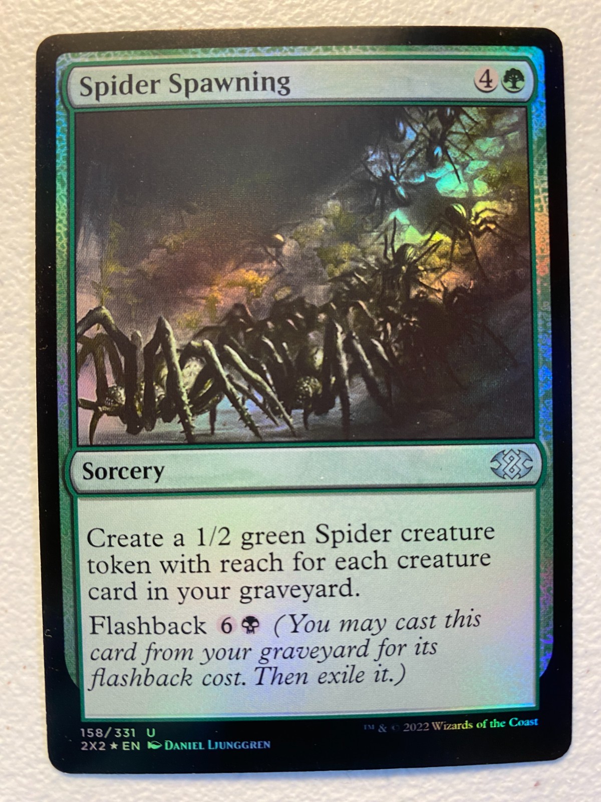 MTG 1x FOIL Spider Spawning # 158 Double Masters 2022 Magic the Gathering x1 quasi nuovo