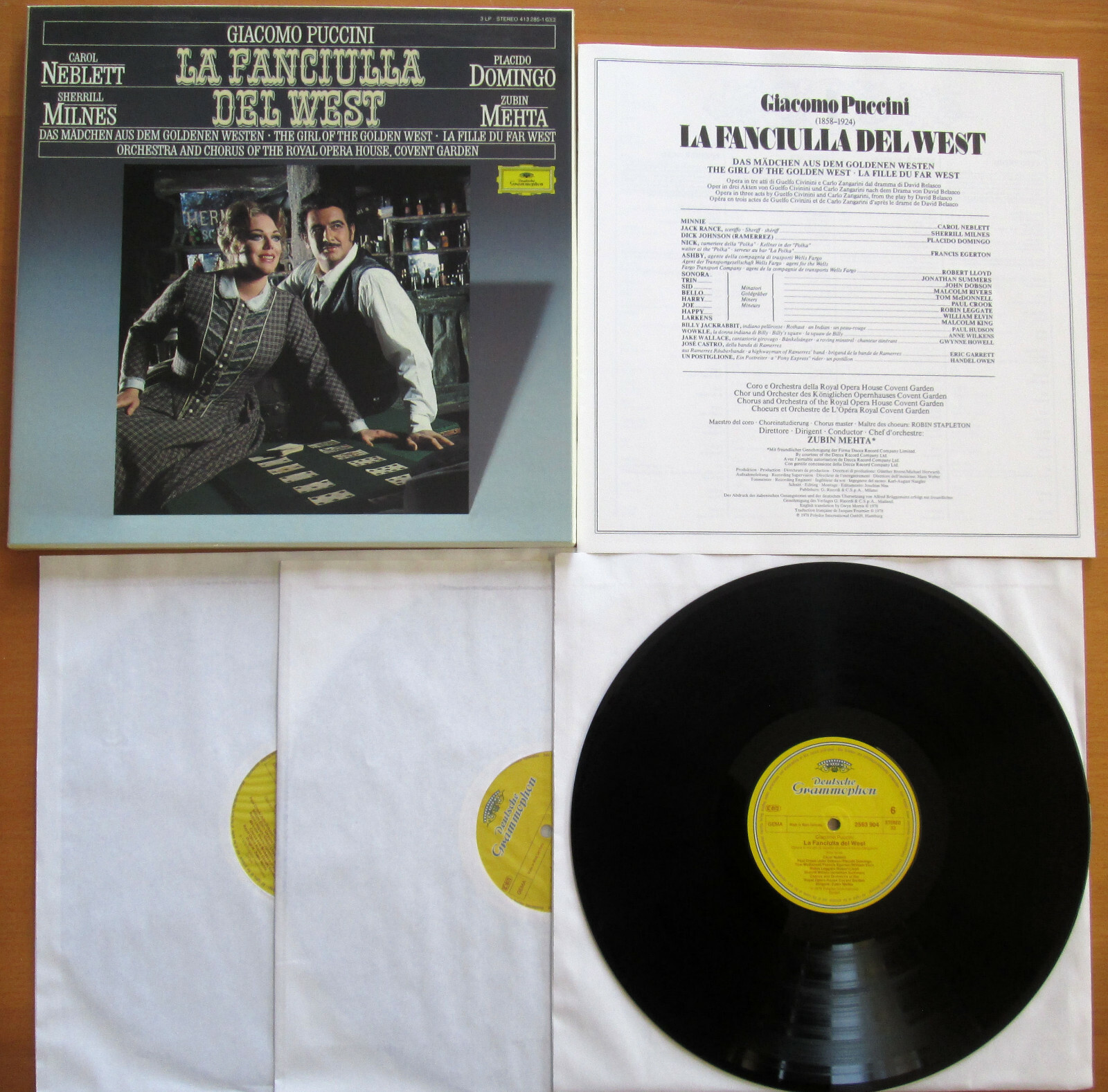 DG 413 285-1 Puccini La Fanciulla Del West Domingo Neblett Mehta NM Germany 3xLP