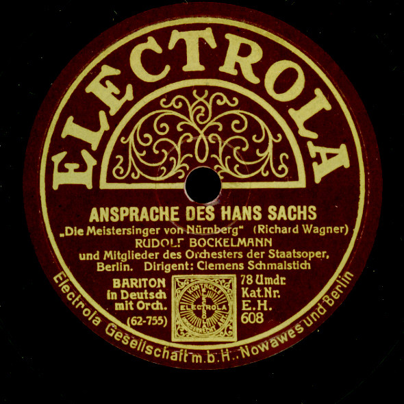 RUDOLF BOCKELMANN -BARITON- "Meistersinger" Ansprache des Hans Sachs     G3787