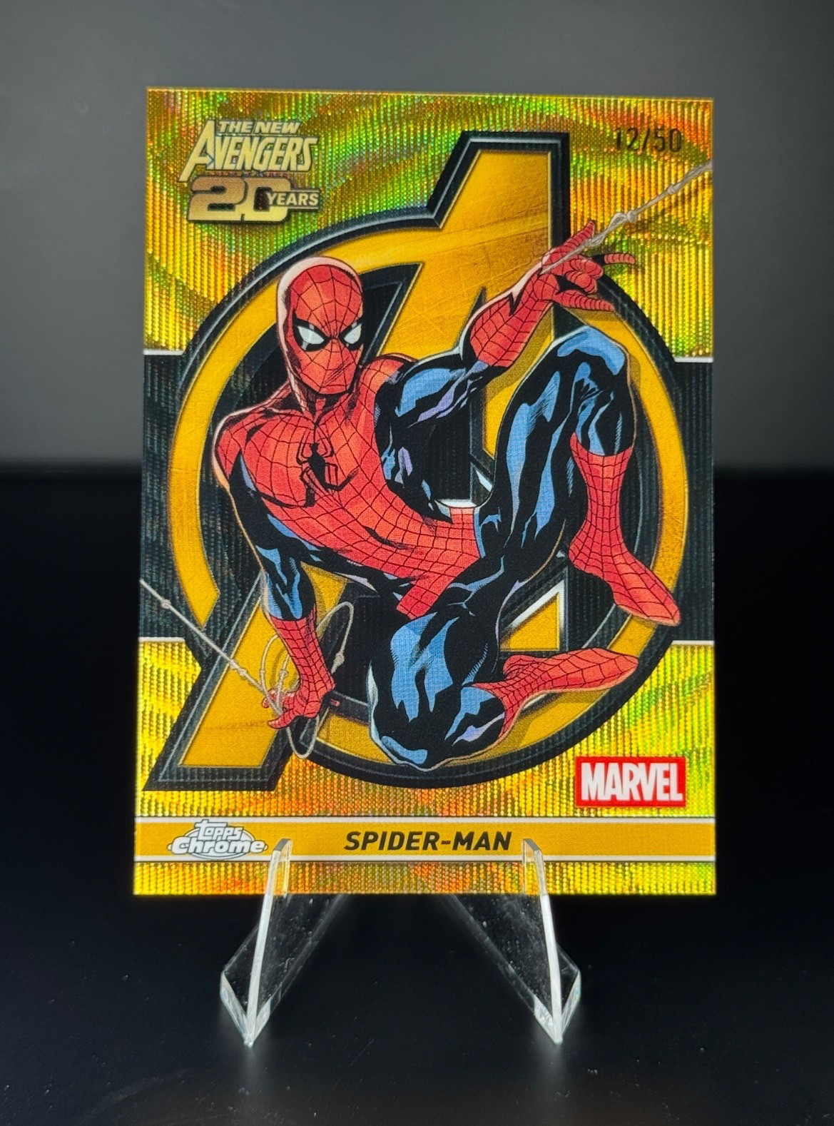 2025 Topps Chrome Marvel - Spider-Man #AV-1 Gold Wave /50 The New Avengers MCU