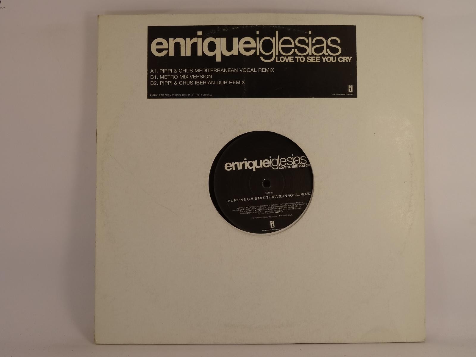 ENRIQUE IGLESIAS LOVE TO SEE YOU CRY (16) 3 Track 12" Single plus Picture Sleeve
