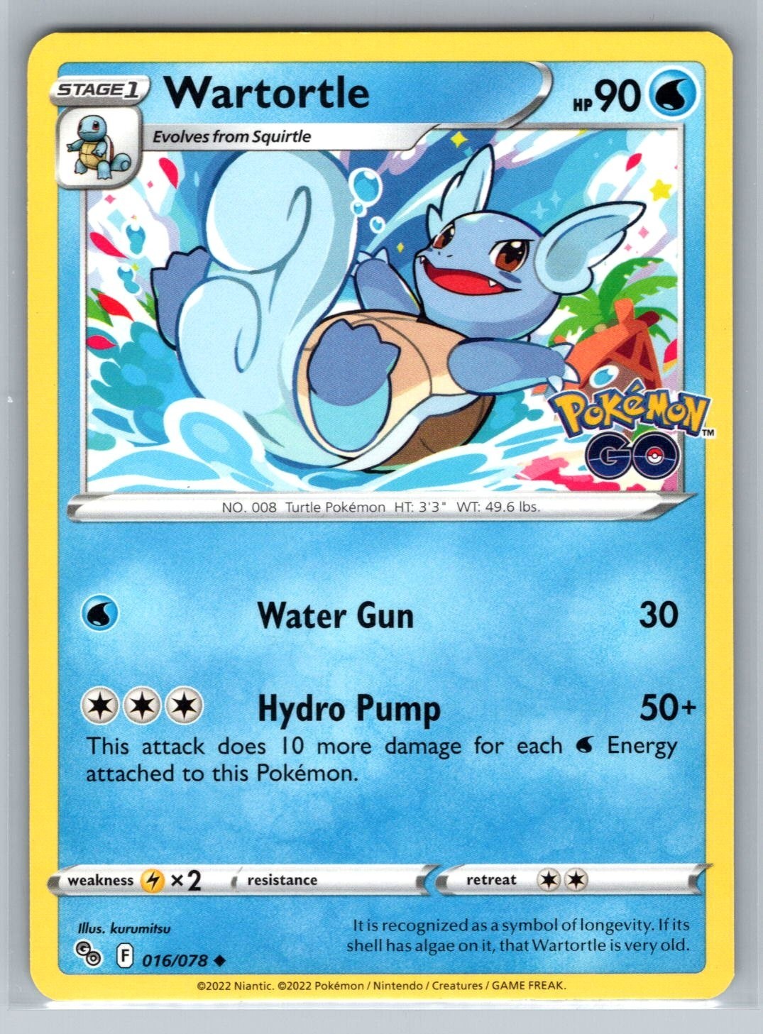 Pokemon TCG 2022 Pokemon GO 016/078 Wartortle quasi nuovo-MT