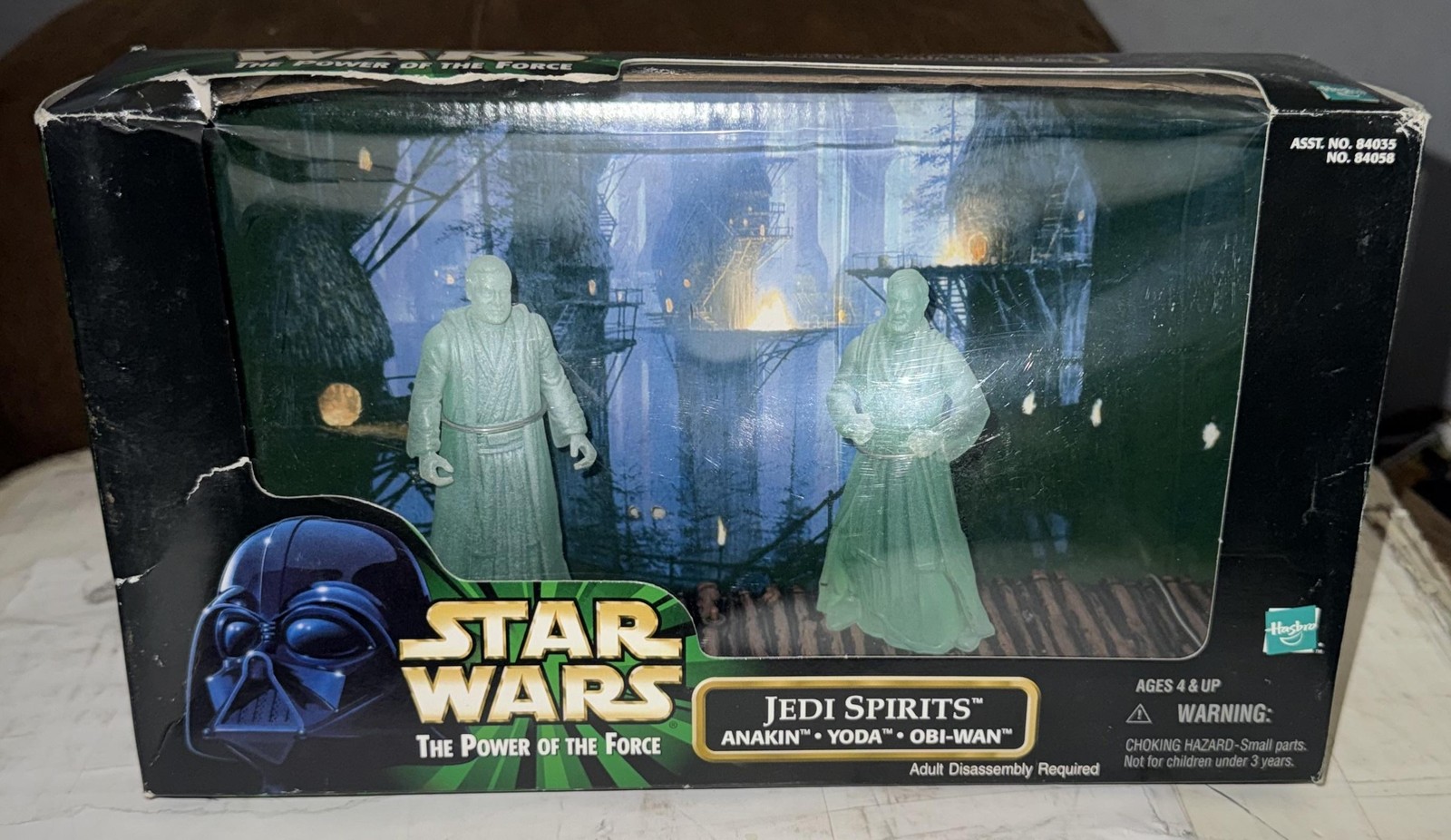 Vintage Hasbro Star Wars Jedi Spirits Anakin Yoda Obi-Wan 3,75 pollici verde in scatola
