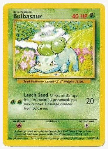 Bulbasaur Base Unlimited #44 Pokémon TCG