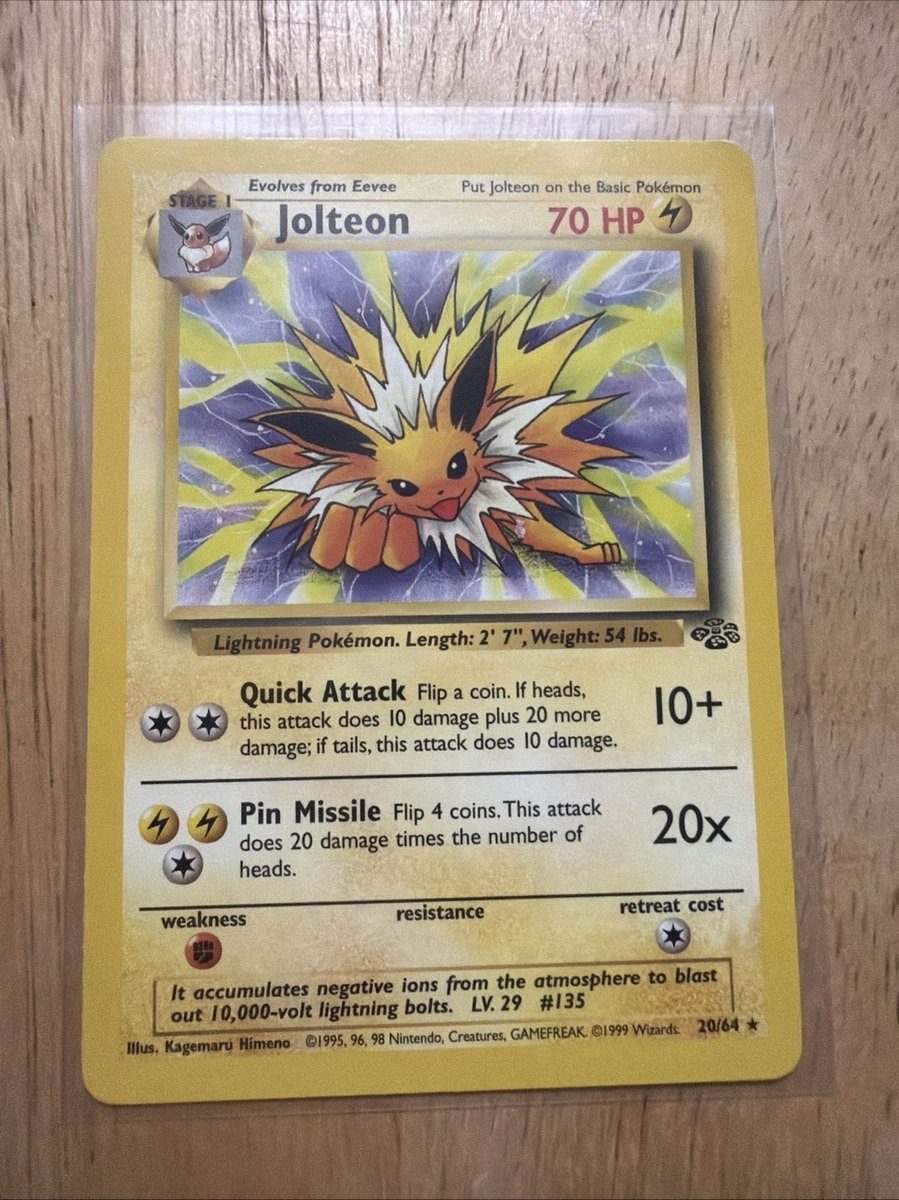 Pokemon TCG Jolteon 20/64 Raro WOTC Jungle Non Holo LP