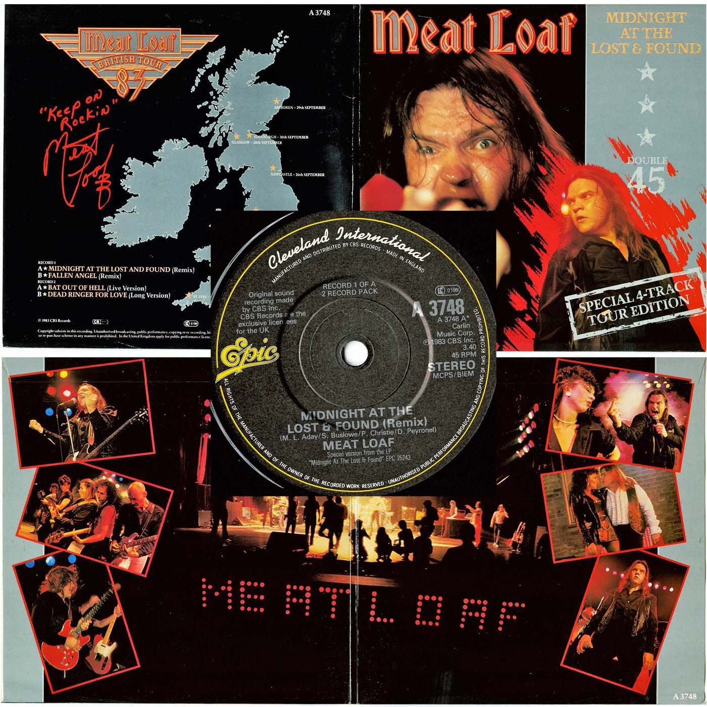 MEAT LOAF Midnight At The Lost And Found UK 1983 2x7" GATEFOLD Epic‼️MINT-/MINT-