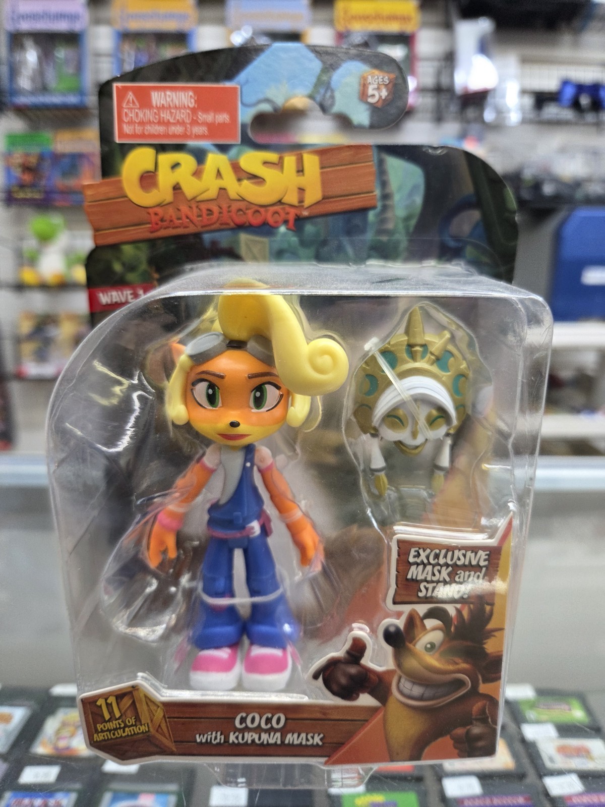 Crash Bandicoot Coco Action Figure w/ Kupunawa Mask- New