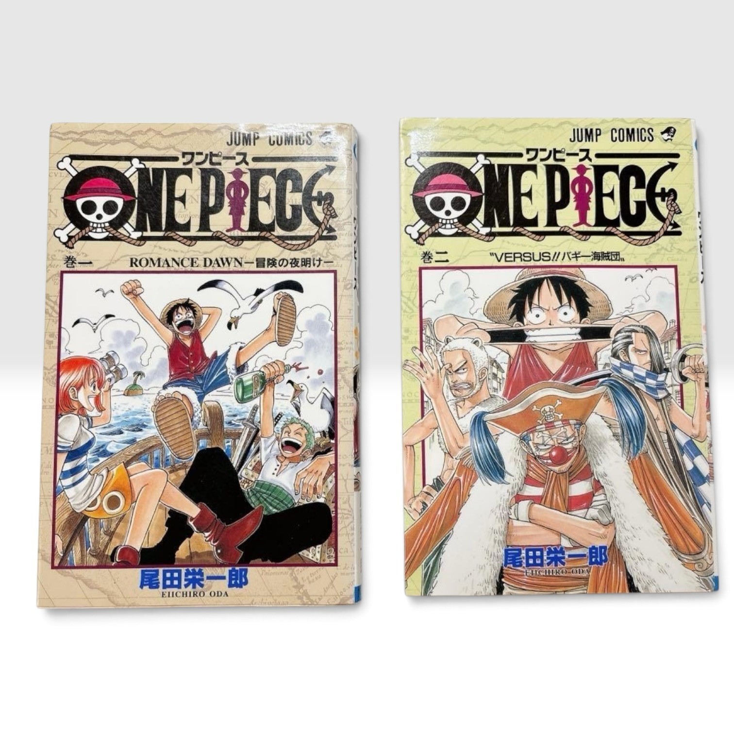 One Piece Vol 1 & 2 prima stampa manga giapponese set Eiichiro Oda Jump Comics