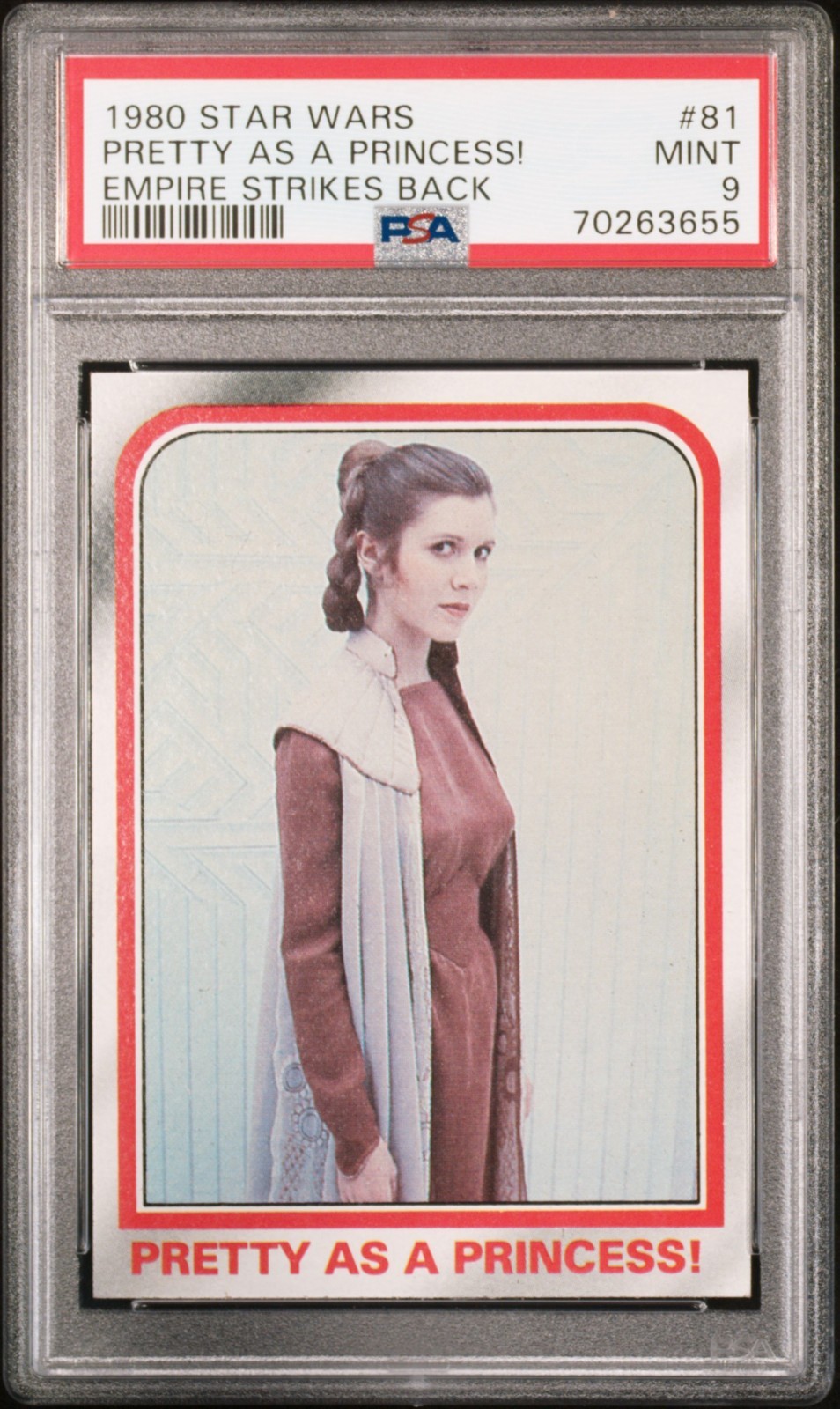 1980 Topps Star Wars ESB #81 Pretty as a Princess Leia PSA 9 OTTIME CONDIZIONI Carrie Fisher