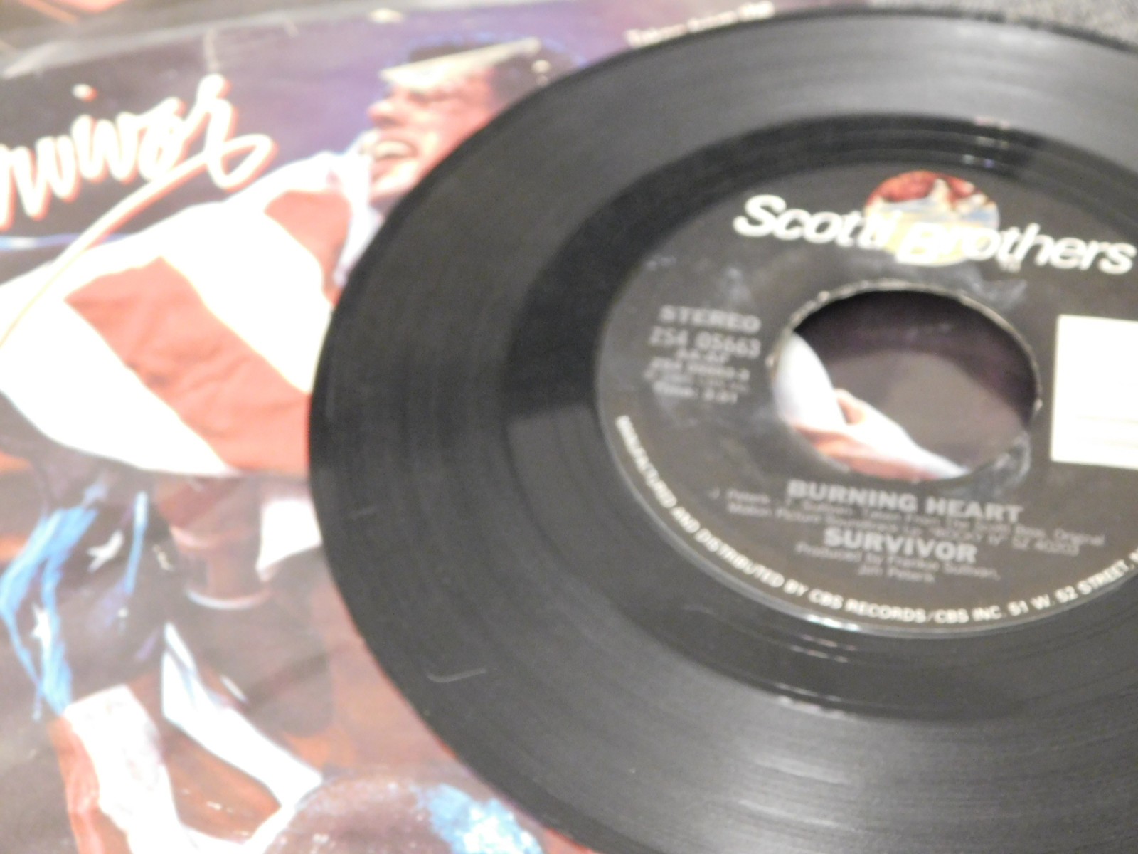 SURVIVOR BURNING HEART FROM ROCKY IV 45 RPM RECORD 077