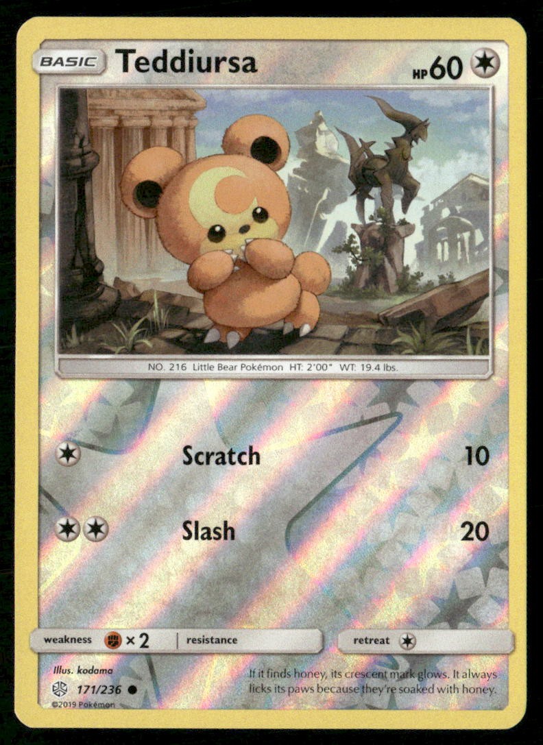Teddiursa 171/236 Eclissi Cosmica Comune Pokemon Reverse Holo Giocato Leggermente
