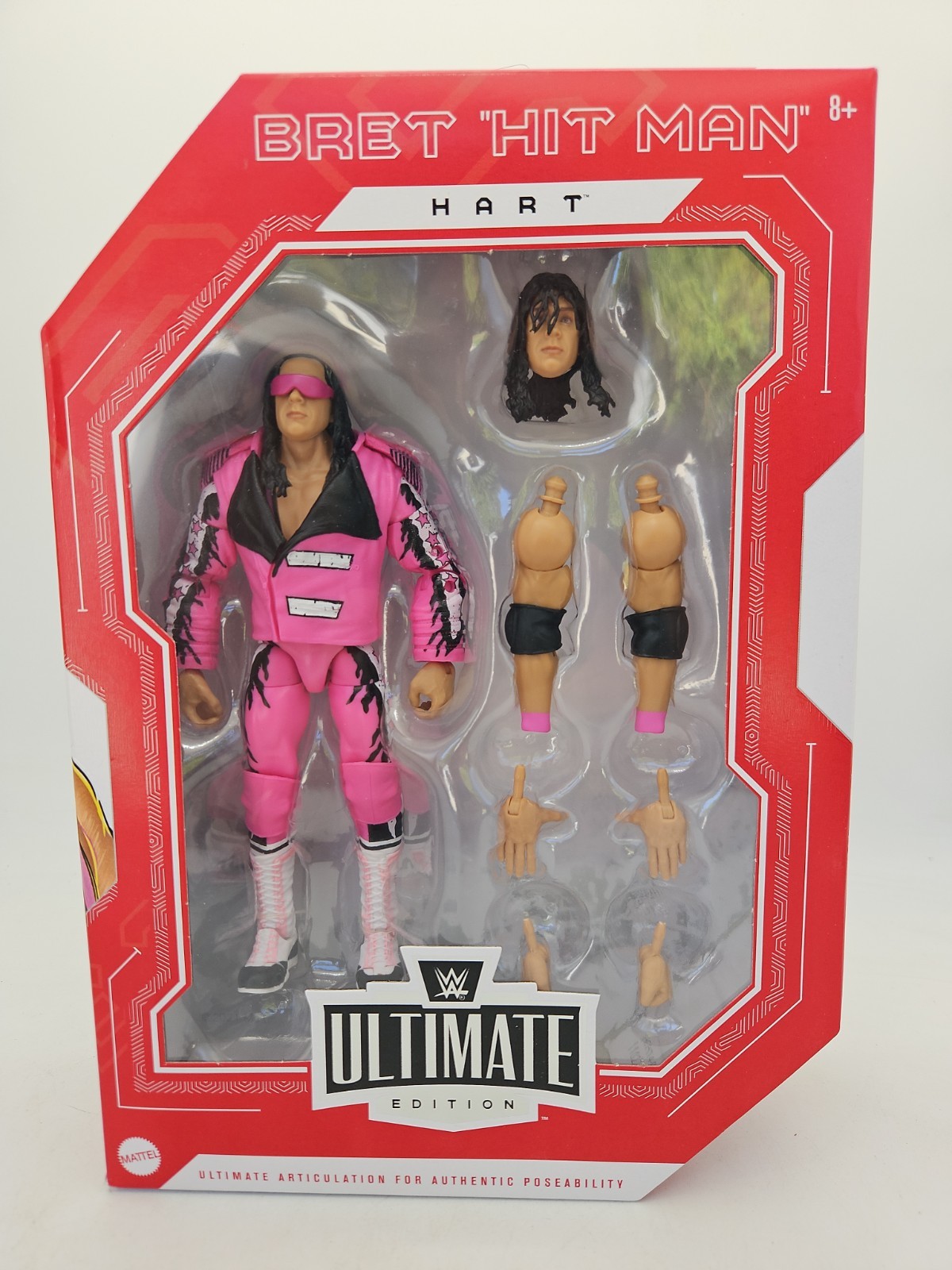 Mattel WWE Ultimate Edition Bret "Hit Man" Hart Action Figure WWF Legend Nuovo W-1