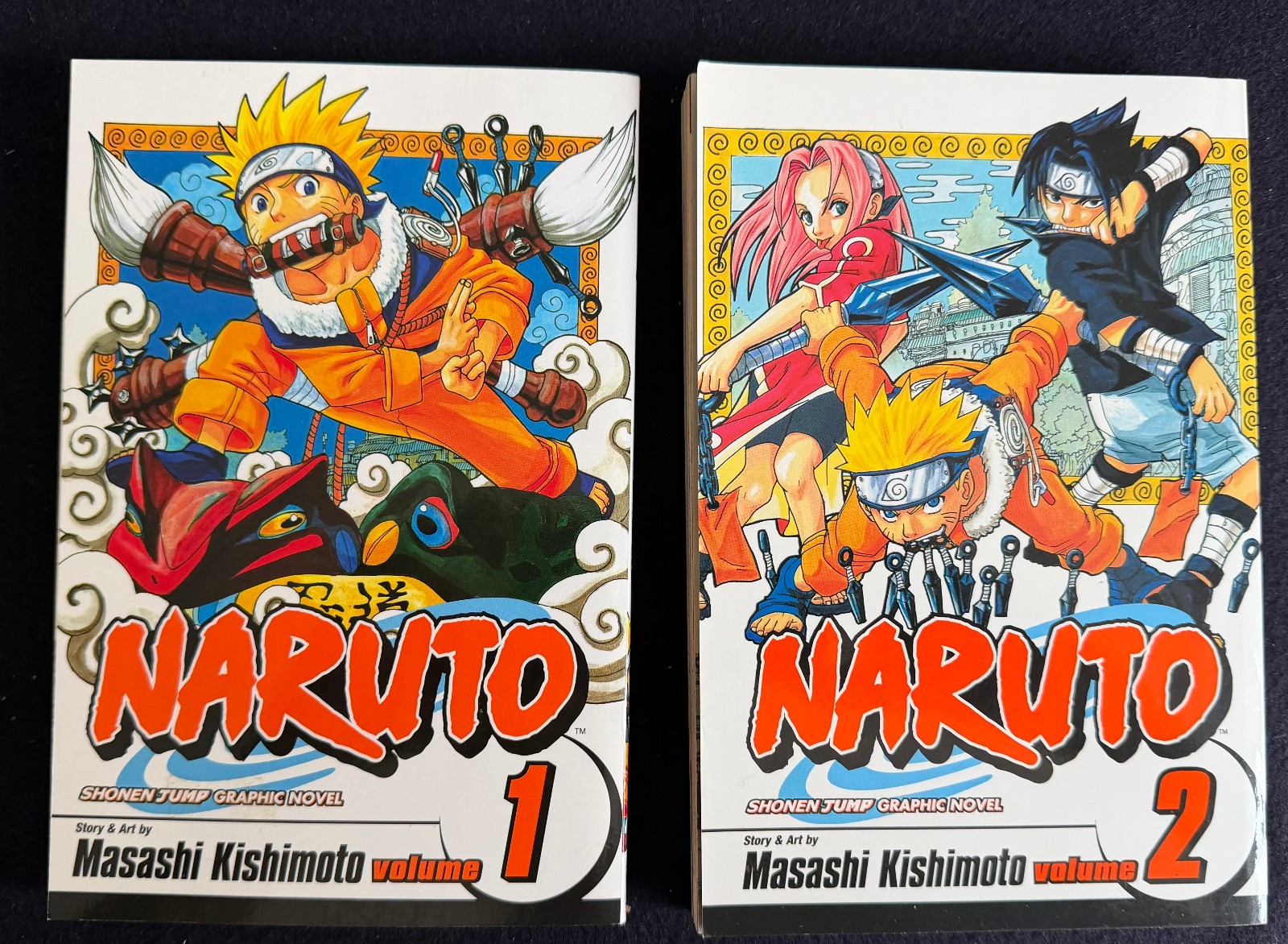 Naruto Shonen Jump Graphic Novels Vol 1 & 2 2007 Nice Condition Not Read English
