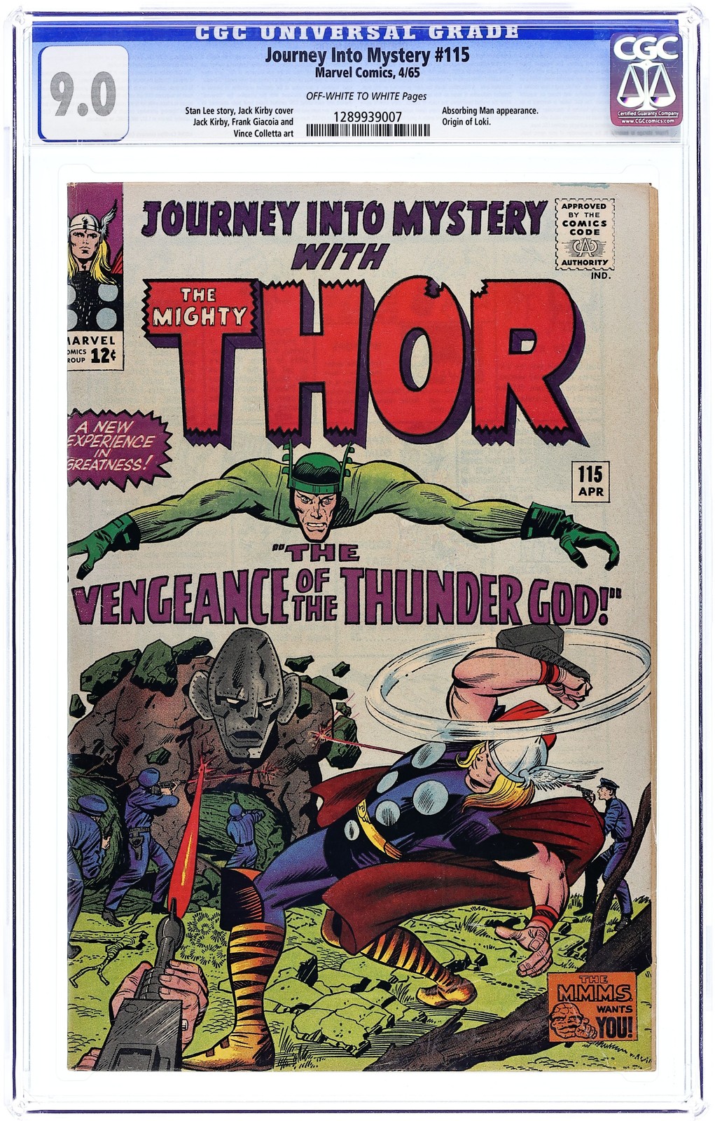 Thor Viaggio nel mistero #115 CGC 9.0 1965 1289939007