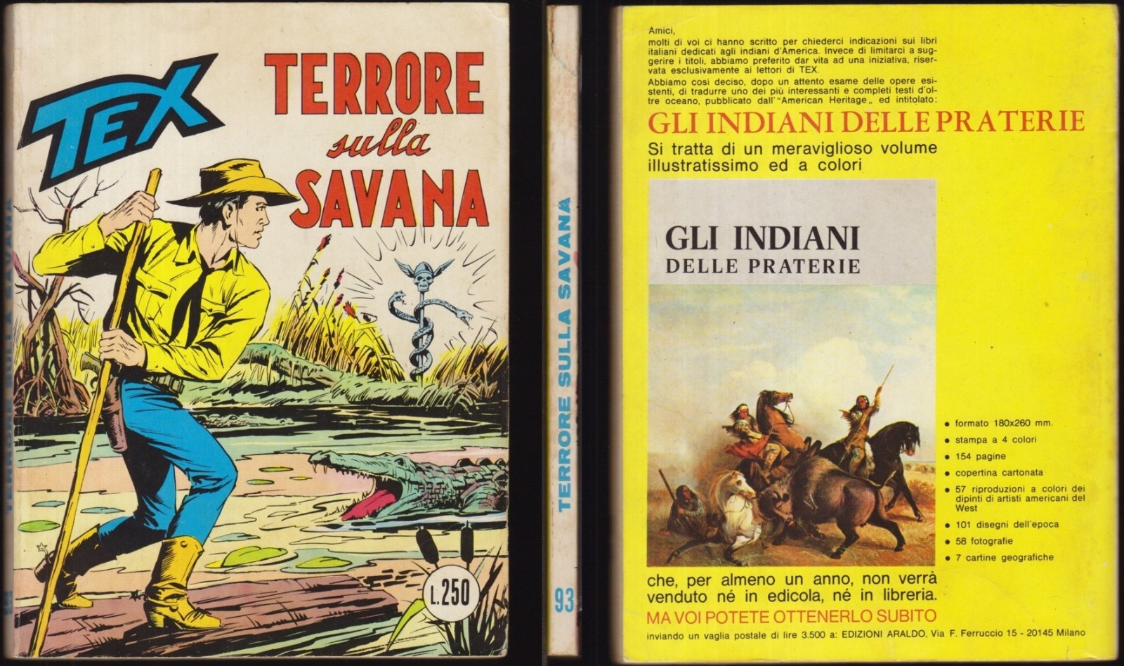 TEX 93 TERRORE SULLA SAVANA - NOVEMBRE 11/1971 250 LIRE "MOLTO BUONO"