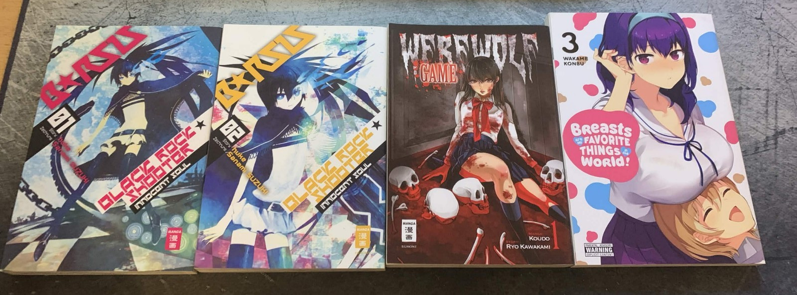 Vari manga (Black Rock Shooter/Werewolf Game/Breast are my Favorite)