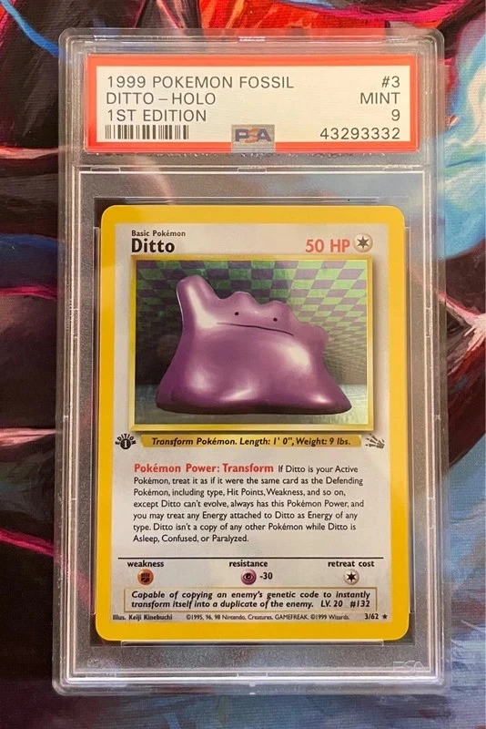 Ditto Holo Fossil First Edition Eng PSA 9 prima edizione Pokemon cards