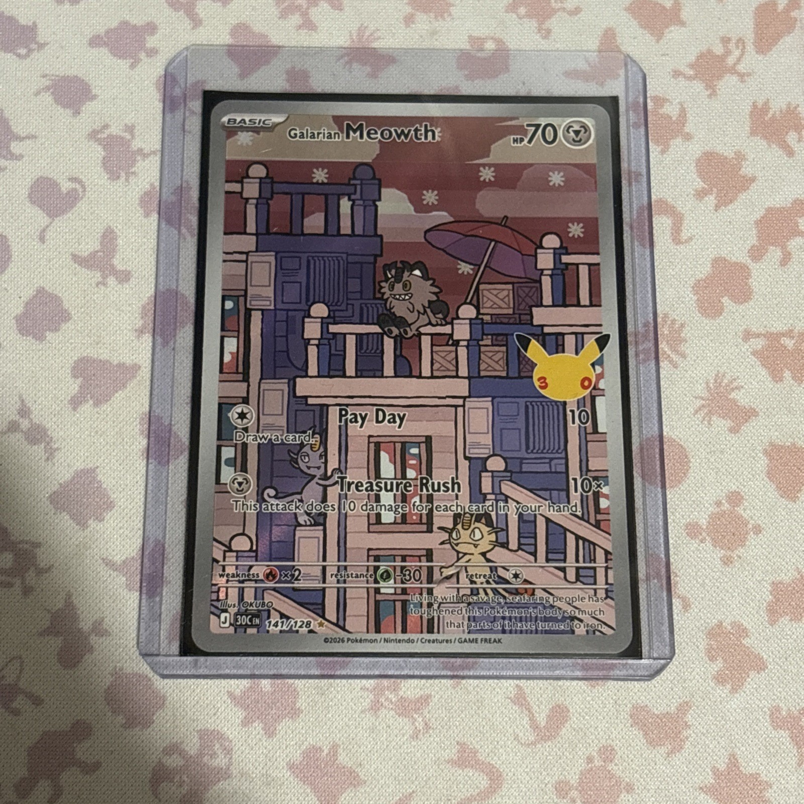 Galarian Meowth 141/128 Scarlet & Violet Illustration Rare Full Art Holo EN