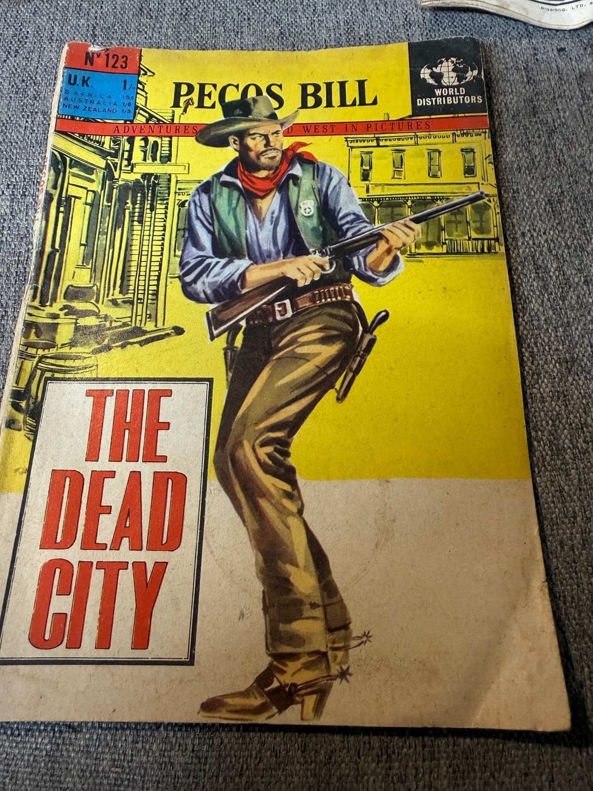 VINTAGE PECOS BILL COMIC BOOK Nº 123 THE DEAD CITY WORLD DISTRIBUTORS WILD WEST