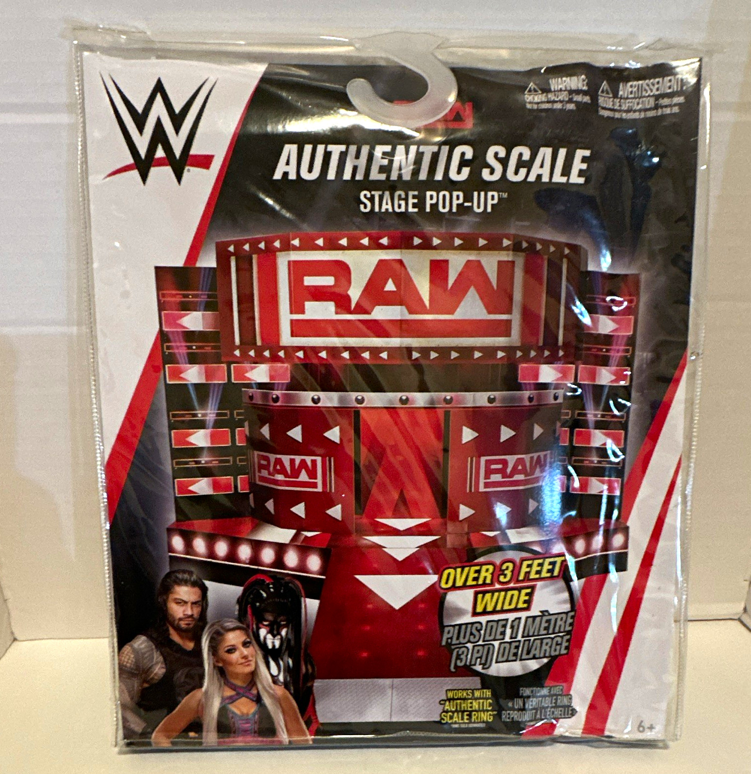 WWE Authentic Scale RAW Stage Pop-Up Playset 3+ Ft Larghezza Età 6+ Rosso/Nero