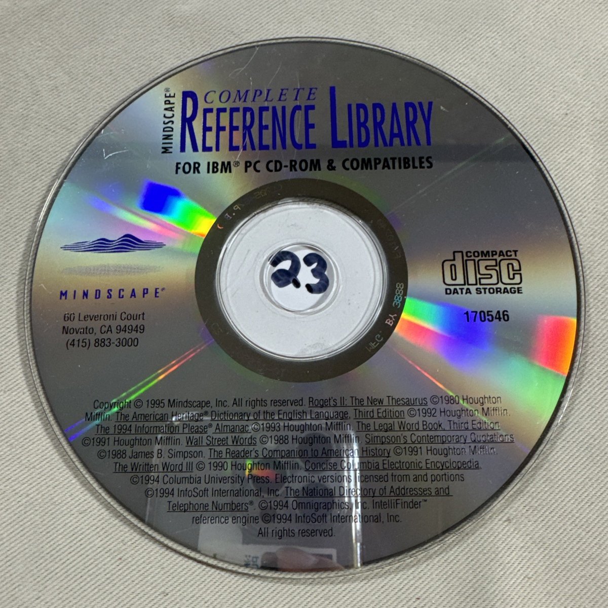 Mindscape Complete Reference Library For IBM PC CD-ROM Cd 1995