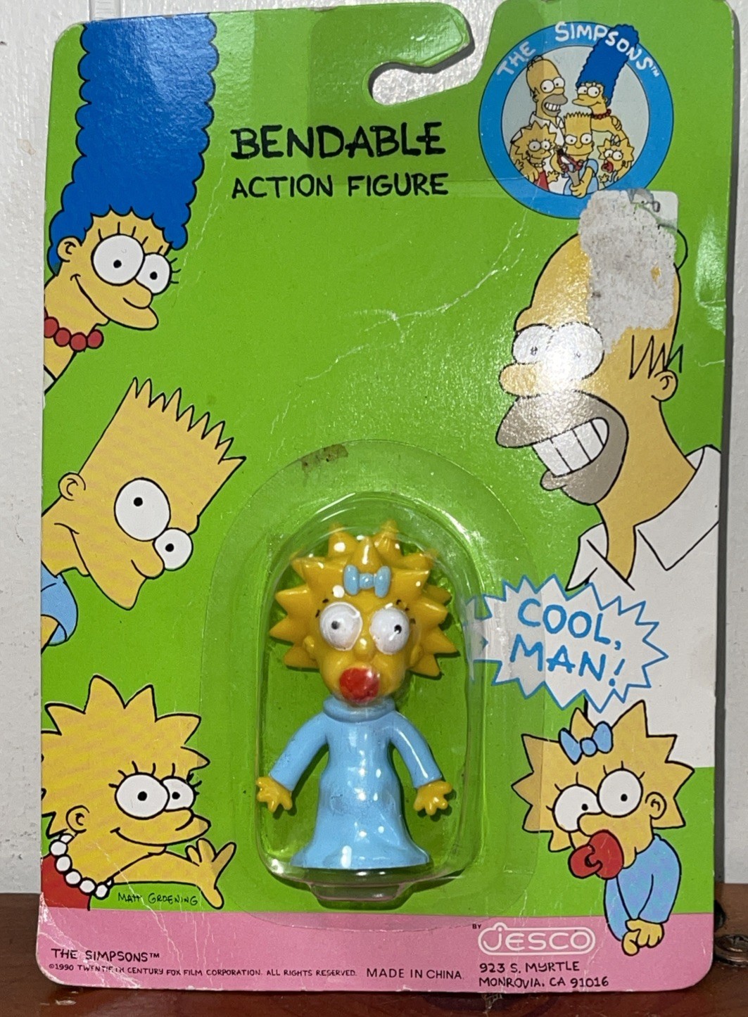 Modellino pieghevole Maggie Simpson di Jesco (1990) VINTAGE - Nuovo/Sigillato!