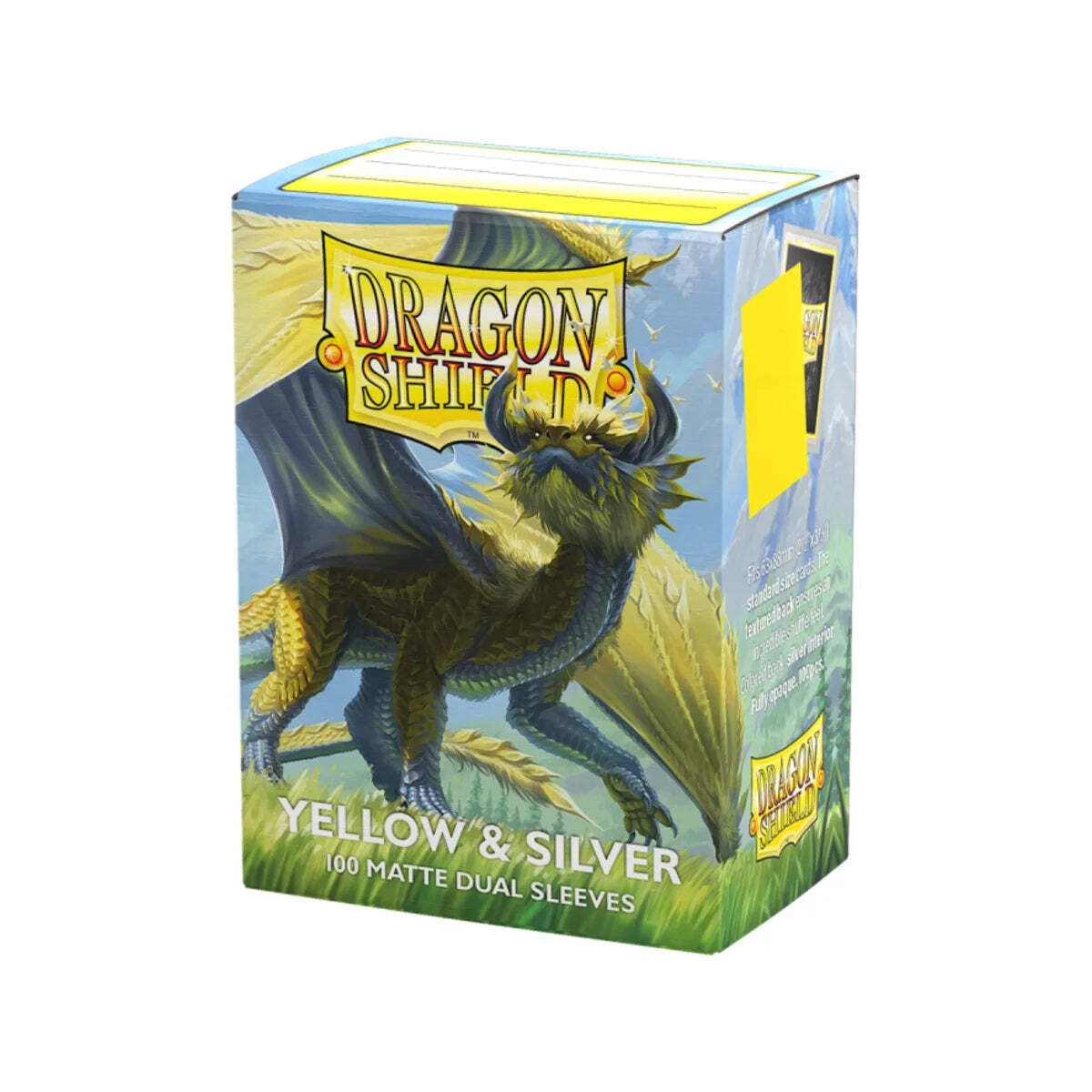 Dragon Shield Buste Card Opache Matte Dual Standard Giallo/Argento 100ct 63x88m