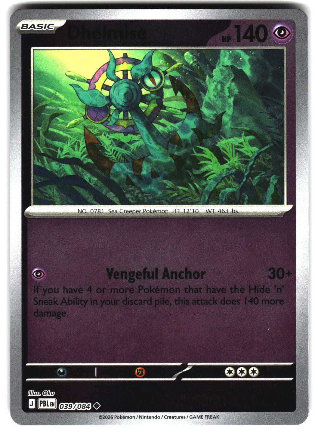 Dhelmise 039/084 Pokemon ME05: Pitch Black Reverse Holo non comune LP/NM