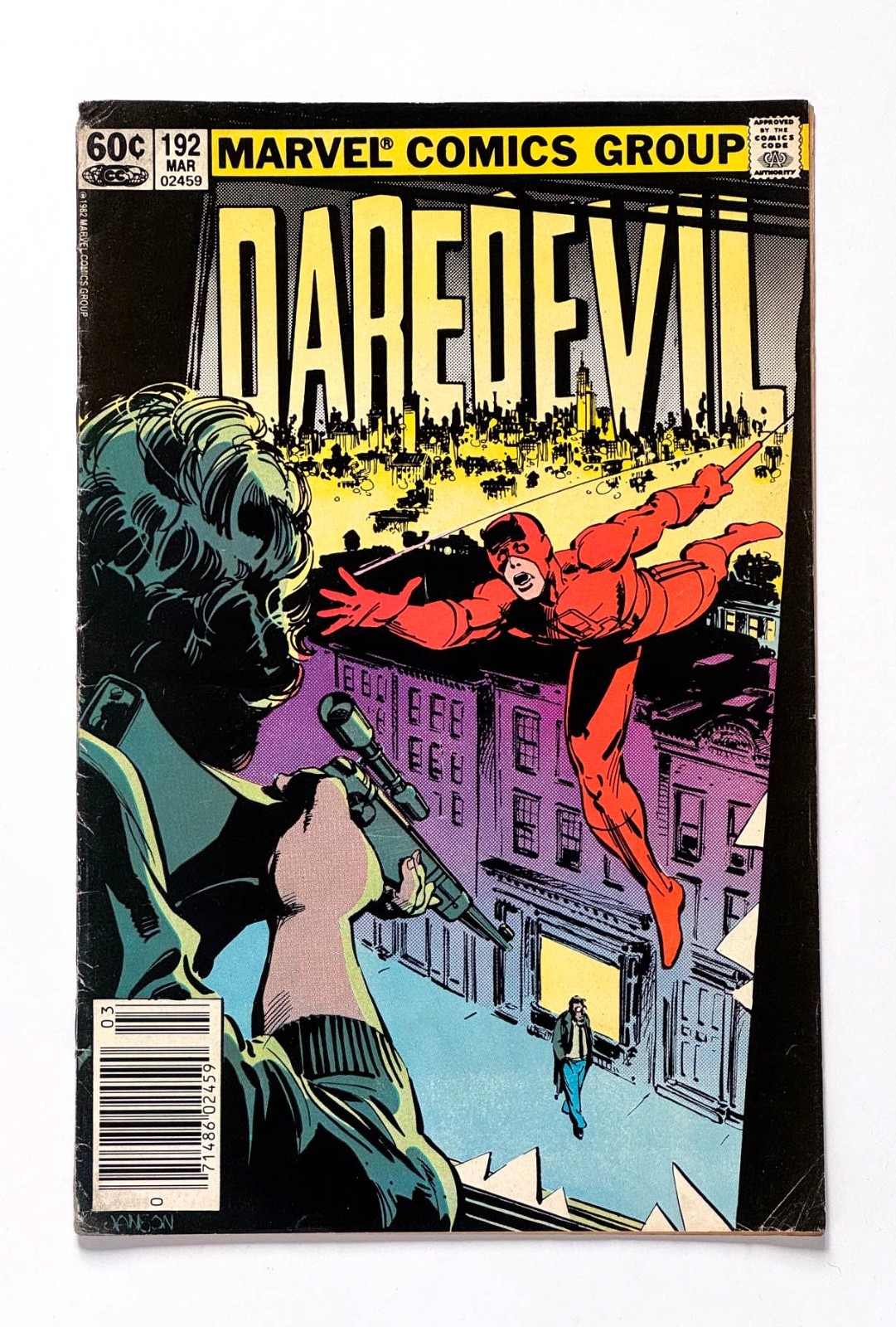 DAREDEVIL #192 MARVEL COMICS 1983 ETÀ DEL BRONZO ICONICA COPERTINA SPARATUTTO JANSON