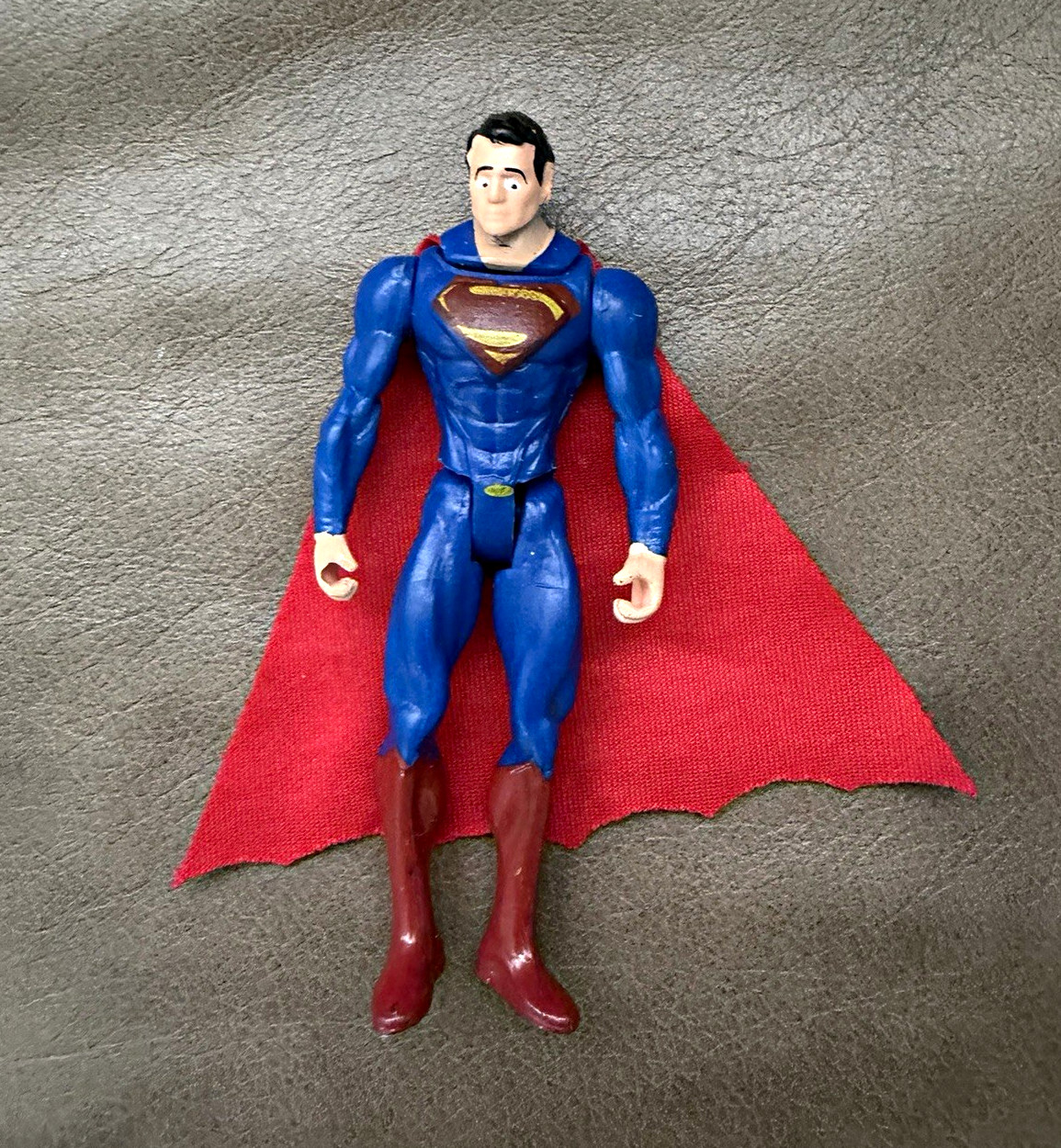 Action Figure Superman, Tuta Blu Mantello Rosso, Tessuto Plastica Fumetto Eroe