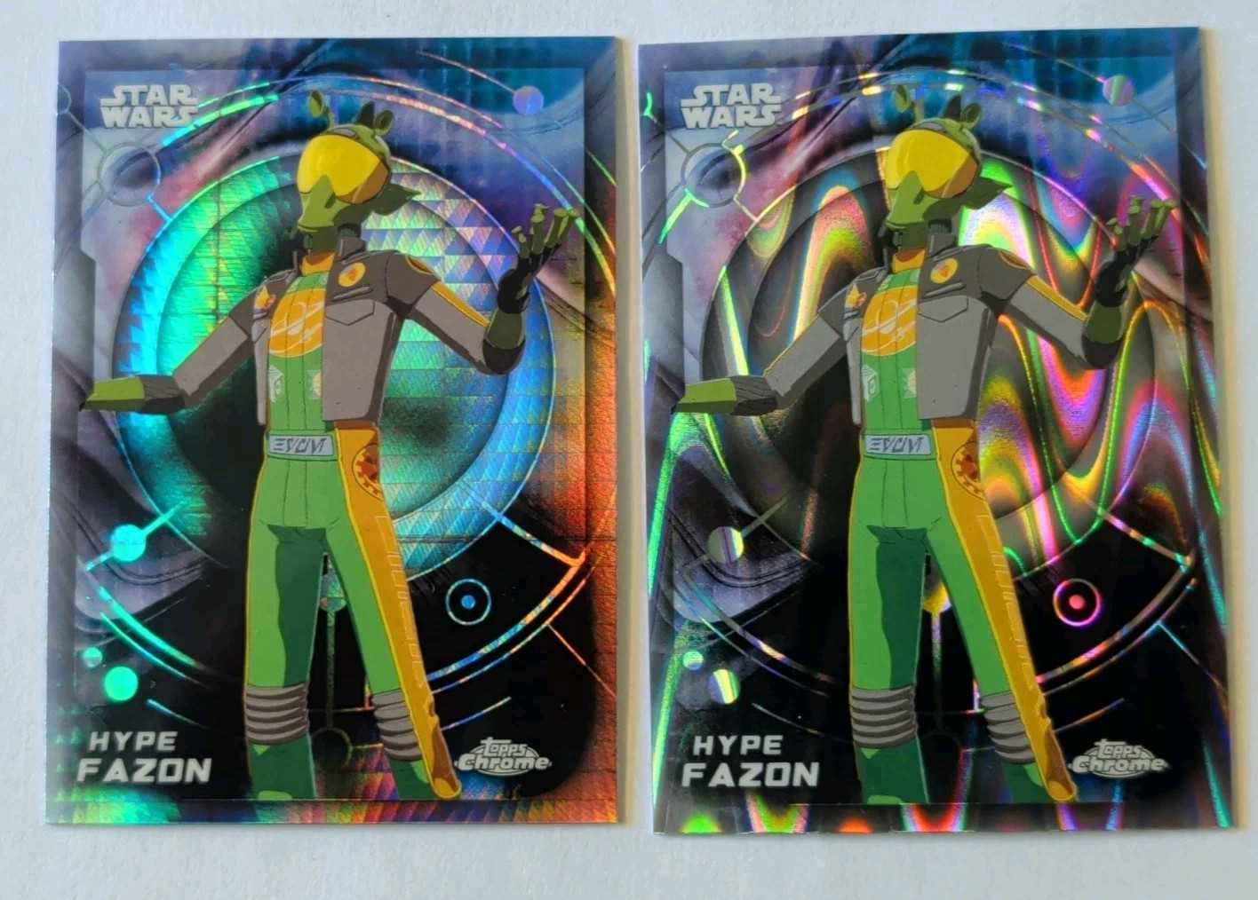 Lotto di 2 carte RayWave e rifrattore 2026 Topps Chrome Star Wars HYPE FAZON #75