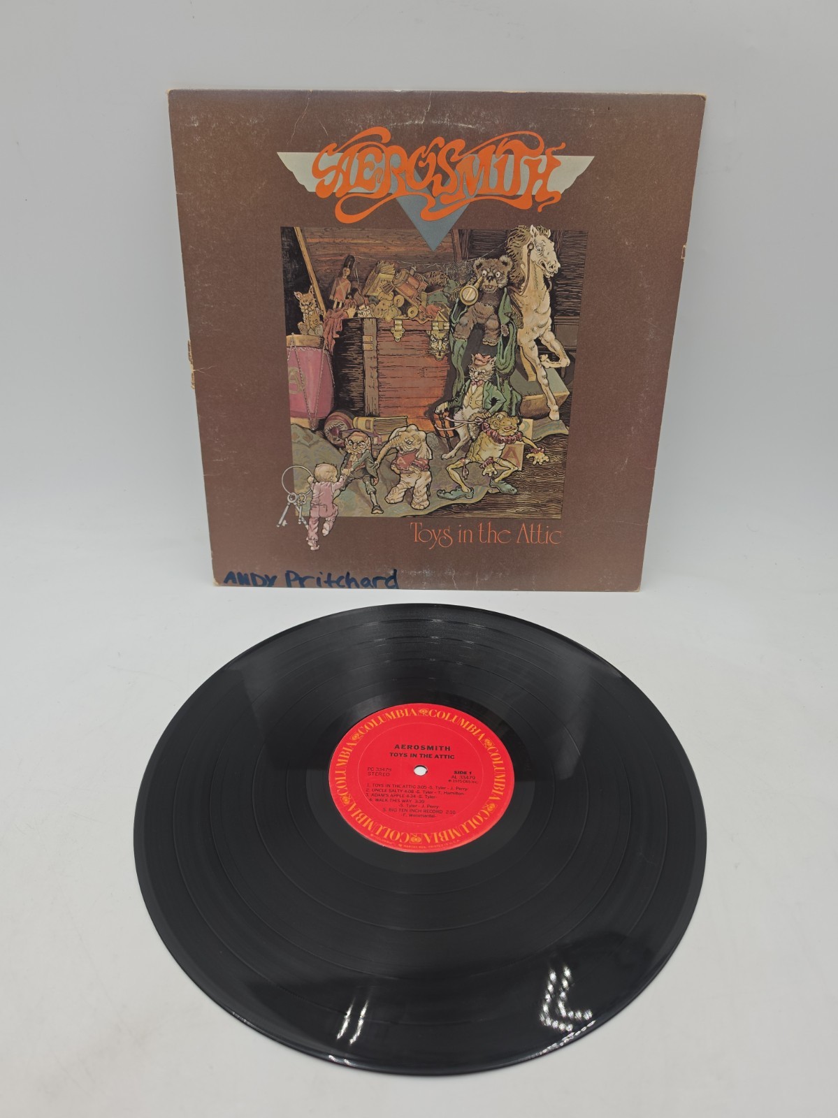 Aerosmith Toys In The Attic Vinyl LP 1975 Columbia Record VG+ Writing On Cover