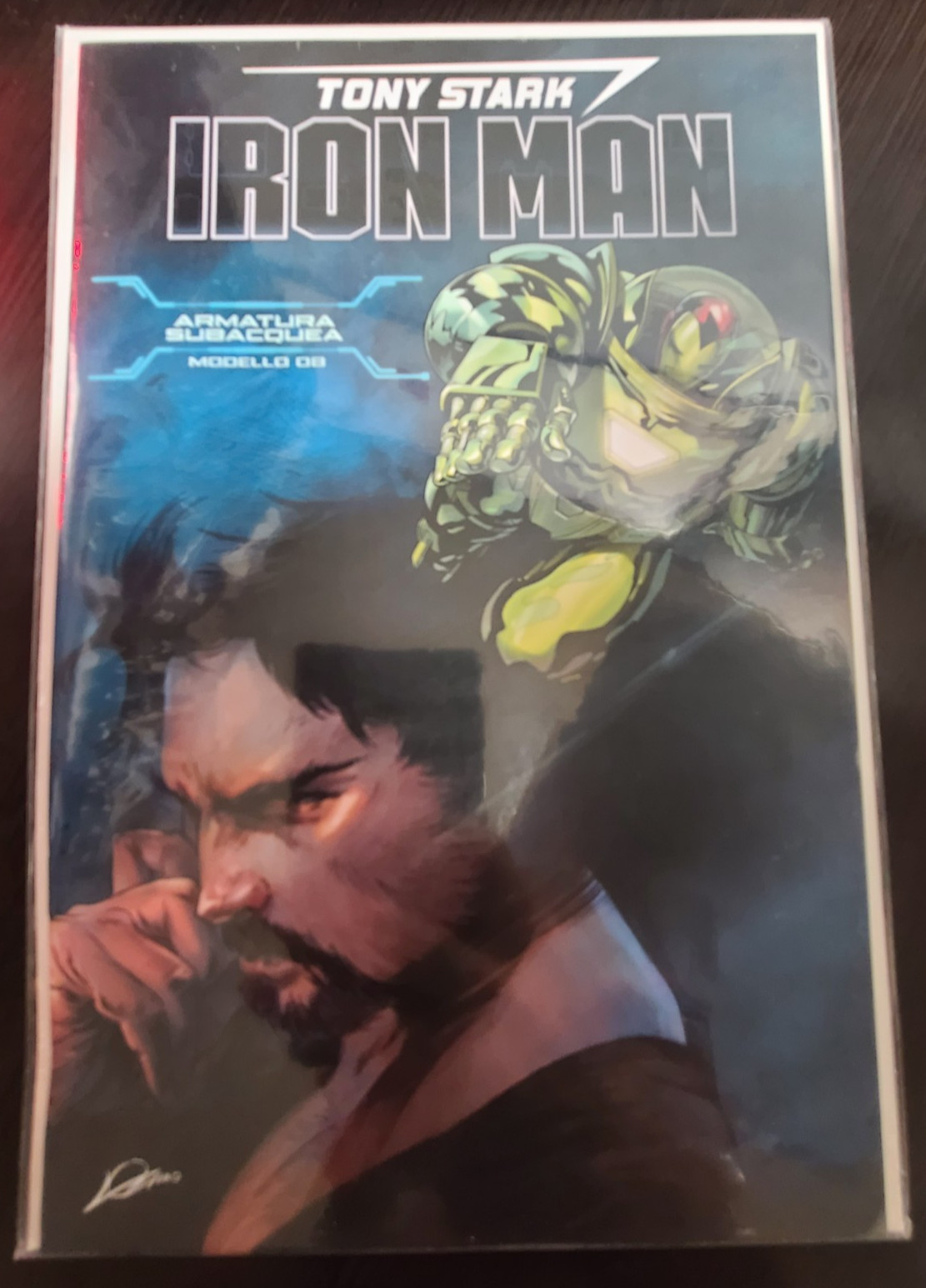 Tony Stark Iron Man #1 2018 Marvel Comics variante armatura sottomarina quasi nuovo MCU