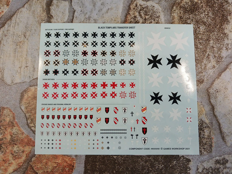 X1 Black Templar Transfer Sheet for Space Marines Warhammer 40k