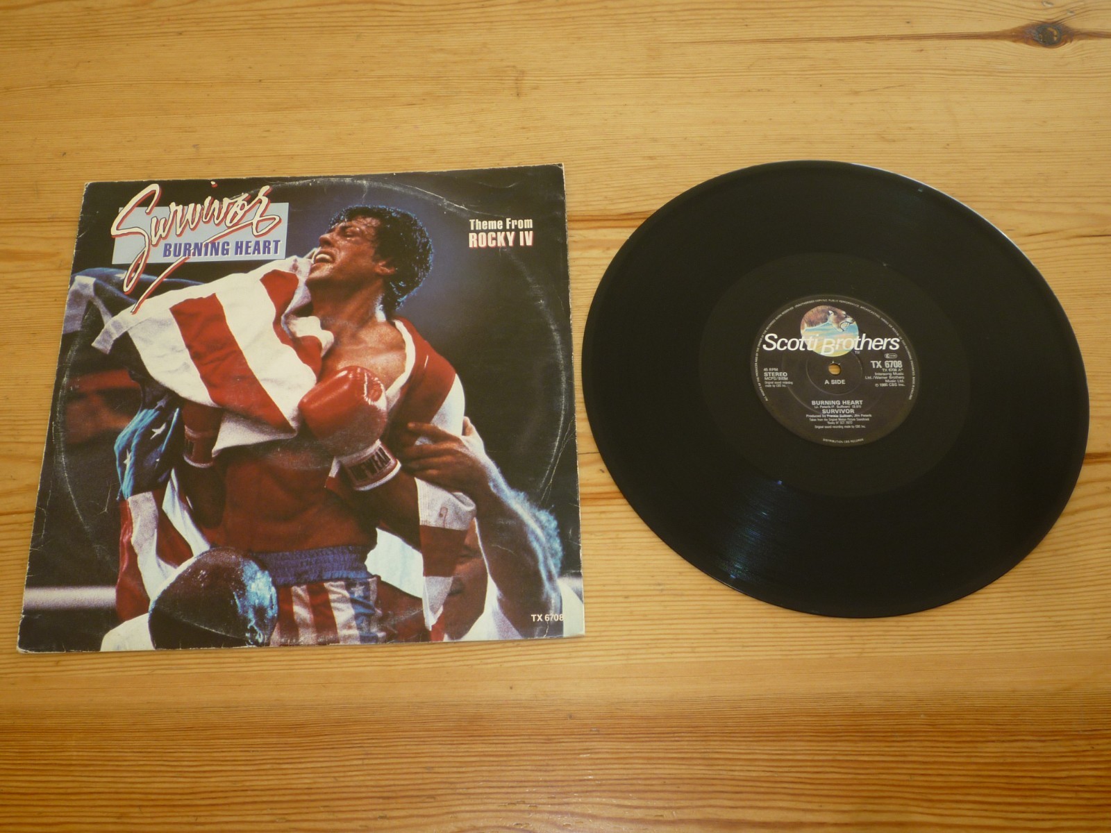 SURVIVOR BURNING HEART / EYE OF THE TIGER 12 INCH SINGLE VINYL RECORD ROCKY 4 EX