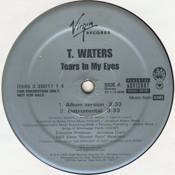 T. Waters - Tears In My Eyes (12", Promo)
