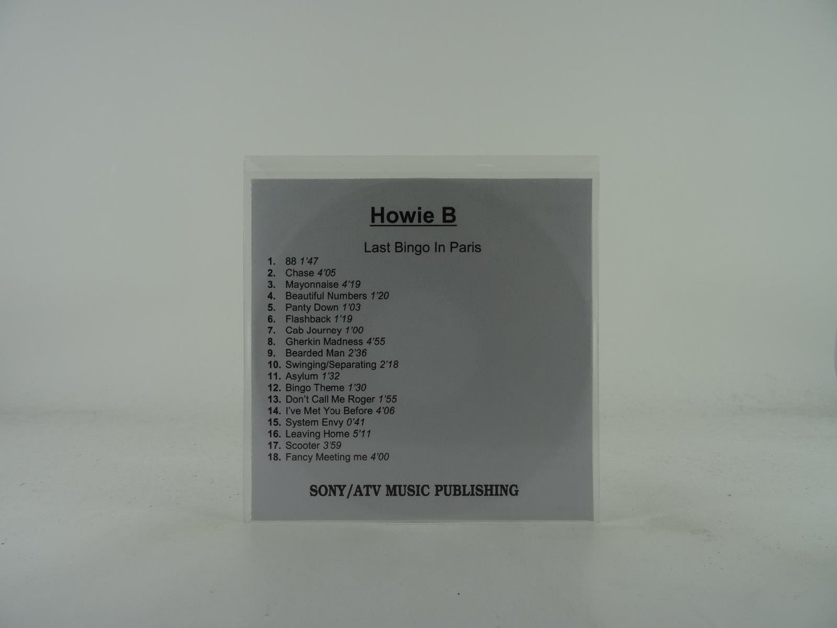 HOWIE B LAST BINGO IN PARIS (104) 18 Track Promo CD Album including White Sleeve
