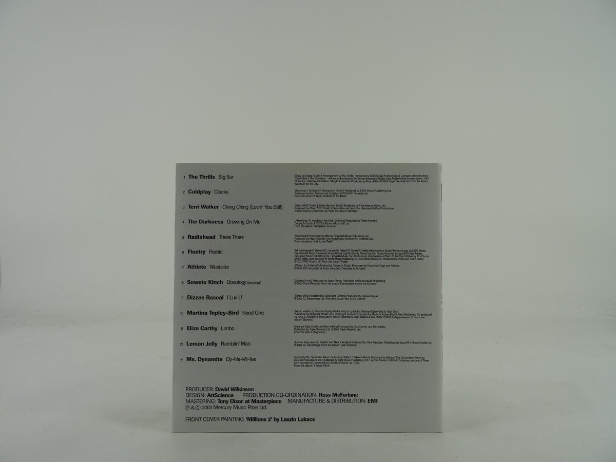 VARIOUS ARTISTS ALBUM OF THE YEAR 2003 MERCURY PRIZE (2 x CD) (387) 12 Track CD 