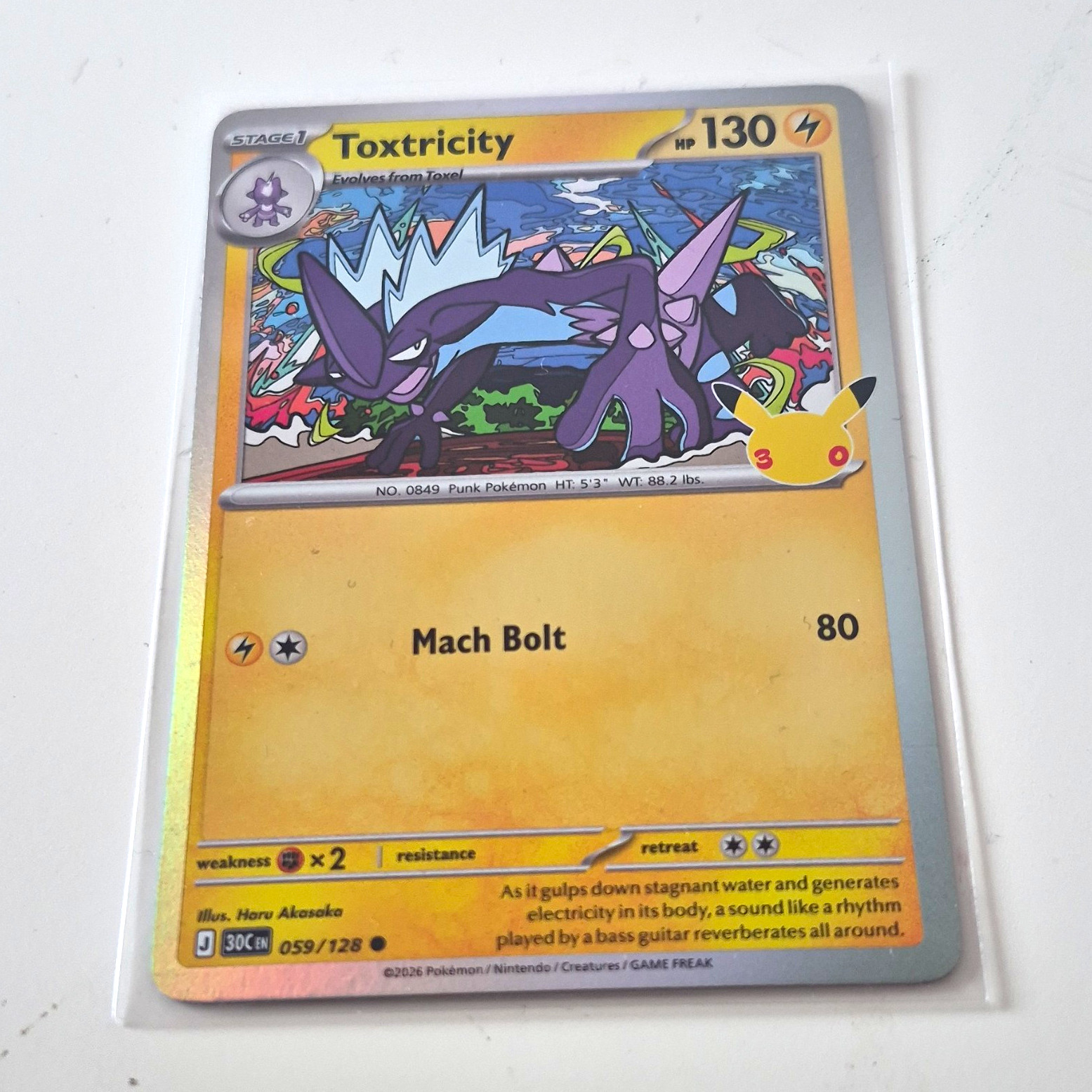 Toxtricity 30th Anniversary 059/128 Holo Rare 25th Anniversary English HP130