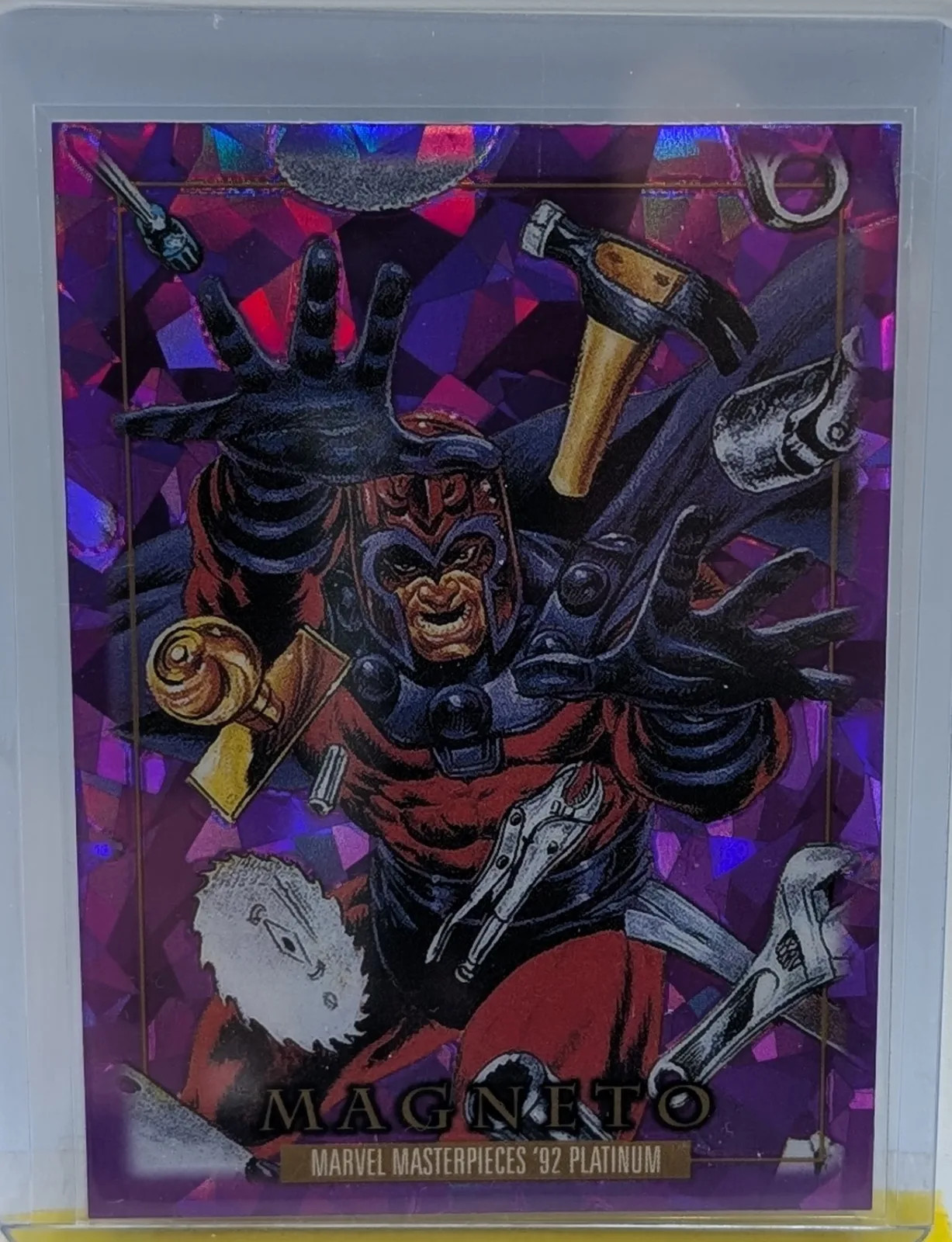 2024 SkyBox Marvel Masterpieces Platinum Magneto #49 Purple Crystals