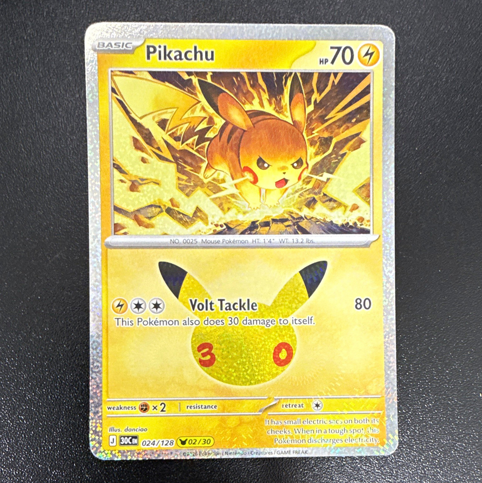 Pokémon Company Pikachu 024/128 Celebrations 25th Anniversary Holo Classic